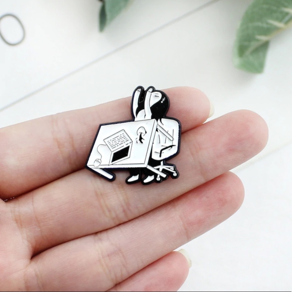 Girl flipping desk pin